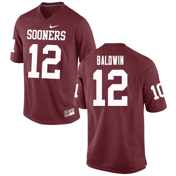 Men #12 Starrland Baldwin Oklahoma Sooners College Football Jerseys Sale-Crimson